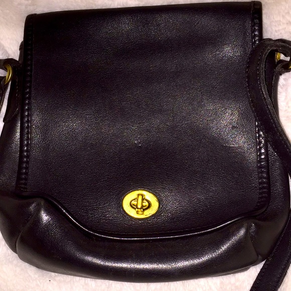 Vintage 1990s Coach Black Leather Crossbody - Picture 3 of 7